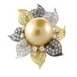 3.38ct Diamond and South Sea Pearl 18k Two Tone Gold Ring