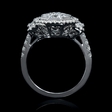 1.74ct Diamond Antique Style 18k White Gold Halo Mosaic Engagement Ring