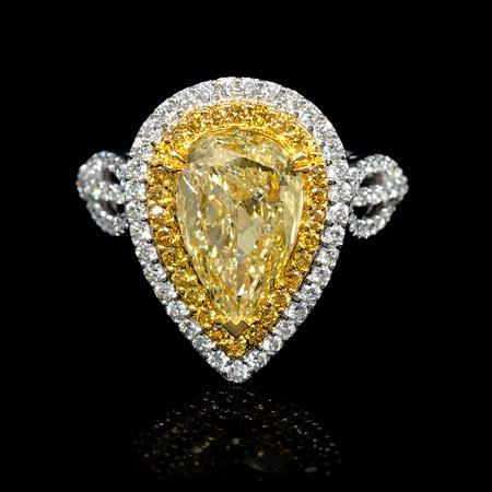 3.10ct GIA Certified Diamond 18k Two Tone Gold Engagement Ring