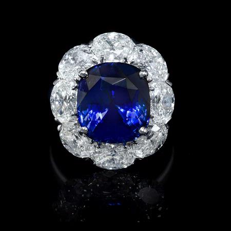 4.79ct Diamond and Ceylon Blue Sapphire 18k White Gold Ring