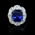 Diamond and Ceylon Blue Sapphire 18k White Gold Ring