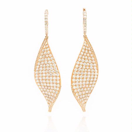 7.00ct Diamond 18k Rose Gold Dangle Earrings