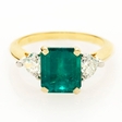 .77ct Diamond and Emerald Platinum and 18k Yellow Gold Ring