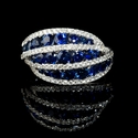 Diamond and Blue Sapphire 18k White Gold Ring