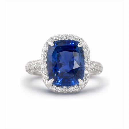 AGTA Certified, 
Blue Sapphire,Diamond,Platinum, Ring