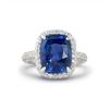 AGTA Certified  Blue Sapphire & Diamond Platinum Ring