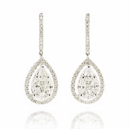2.49ct Diamond 18k White Gold Dangle Earrings