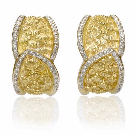 Diamond 18k Two Tone Gold Earrings