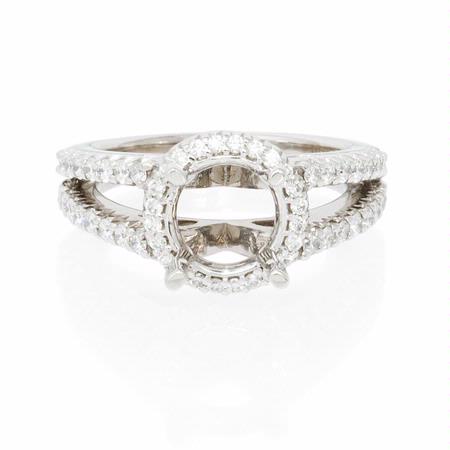 .55ct Ritani Bella Vita Collection Diamond 18k White Gold Halo Engagement Ring Setting