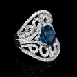 1.95ct Diamond and Blue Sapphire 18k White Gold Ring