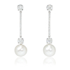 Diamond and Pearl 18k White Gold Dangle Earrings
