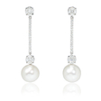 .79ct Diamond and Pearl 18k White Gold Dangle Earrings