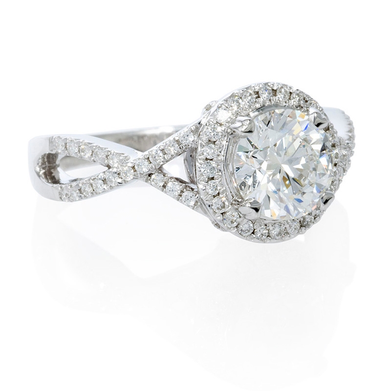 Natalie K Diamond 18k White Gold Halo Engagement Ring Setting (#4104)