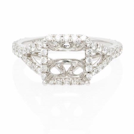 .71ct Diamond 18k White Gold Halo Engagement Ring Setting