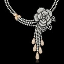 Diamond 18k Two Tone Gold Flower Necklace