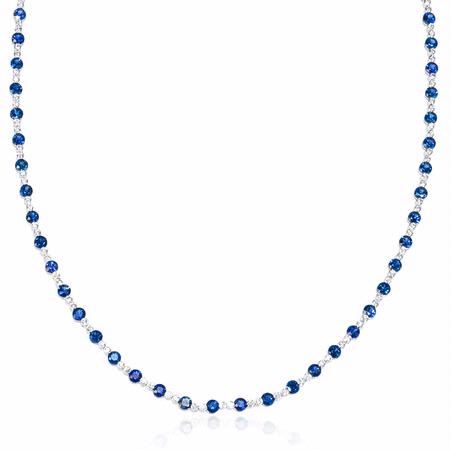 1.26ct Diamond and Blue Sapphire 18k White Gold Necklace