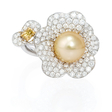 3.09ct Diamond and Pearl 18k White Gold Ring