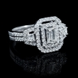 1.37ct Diamond 18k White Gold Emerald Cut Double Halo Ring