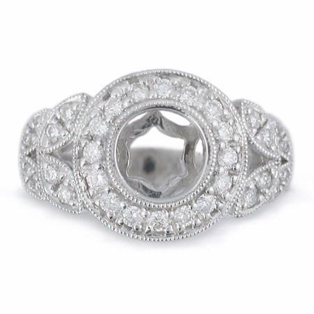 Wedding Ring Mounts on Diamond Antique Style Platinum Engagement Ring Mounting