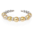 2.60ct Diamond and Pearl 18k White Gold Bangle Bracelet