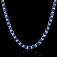 7.66ct Diamond and Ceylon Blue Sapphire 18k White Gold Necklace