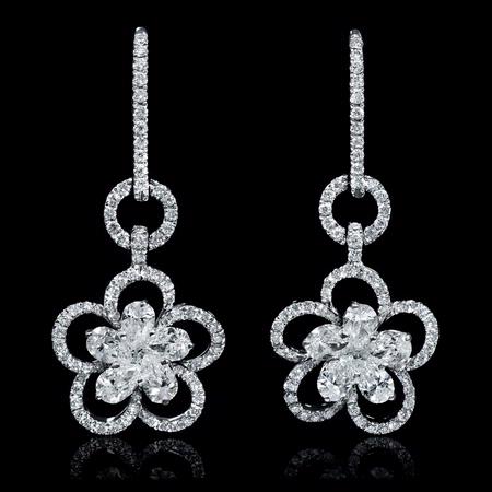 1.94ct Diamond 18k White Gold Dangle Earrings