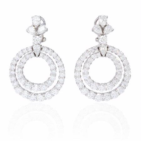13.33ct Diamond 18k White Gold Dangle Earrings