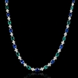 6.37ct Diamond Emerald and Ceylon Blue Sapphire 18k White Gold Necklace