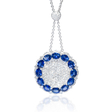 1.26ct Diamond and Blue Sapphire 18k White Gold Pendant Necklace