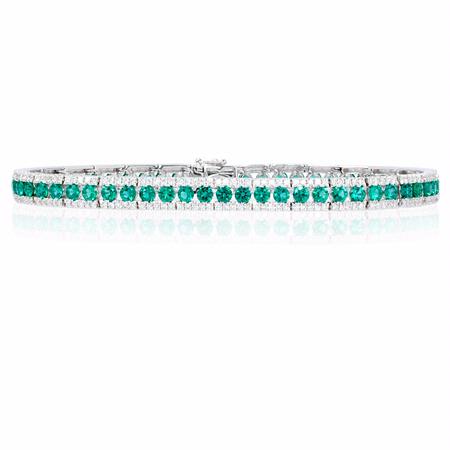 Diamond and Emerald 18k White Gold Bracelet