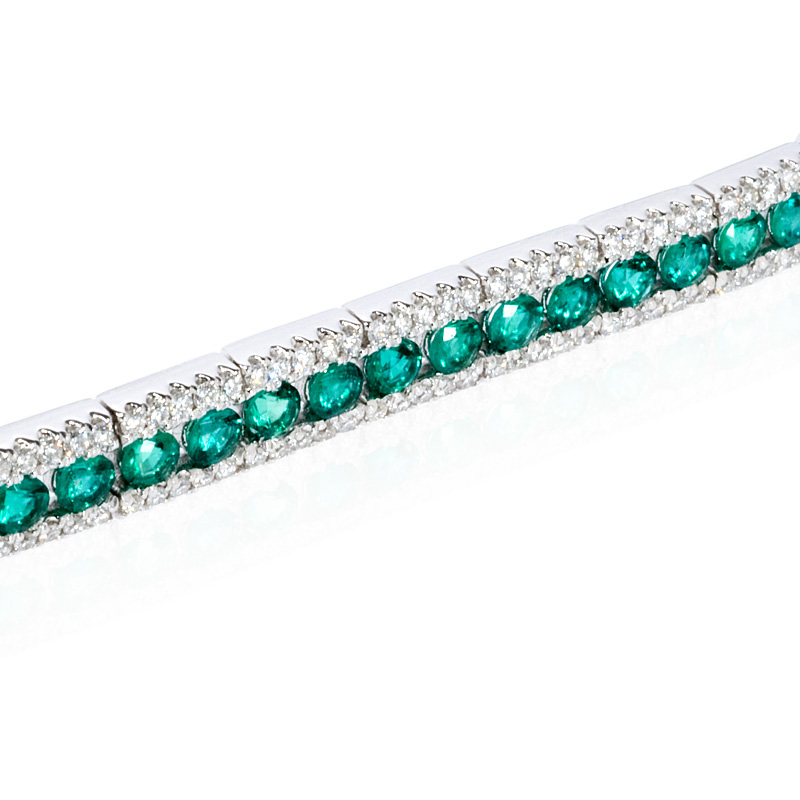 Diamond and Emerald 18k White Gold Bracelet (#4296)