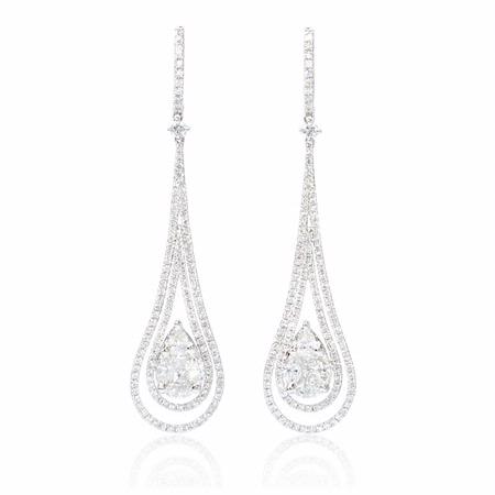 2.88ct Diamond 18k White Gold Dangle Earrings