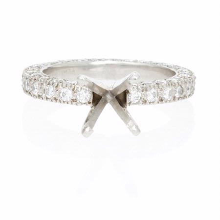 1.28ct Diamond Antique Style Platinum Eternity Engagement Ring Setting