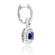 1.09ct Diamond and Ceylon Blue Sapphire 18k White Gold Dangle Earrings