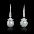 1.45ct Diamond and South Sea Pearl 18k White Gold Dangle Earrings