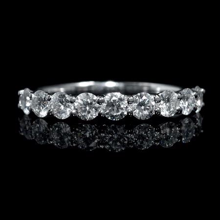 1.00ct Diamond 18k White Gold Round Brilliant Cut Common Prong Wedding Band Ring