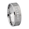 Men's Diamond 14k White Gold Greek Key Wedding Band Ring
