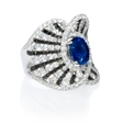 2.70ct Diamond and Blue Sapphire 18k White Gold Ring