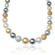 10.00ct Diamond and South Sea Pearl 18k Three Tone Gold Necklace