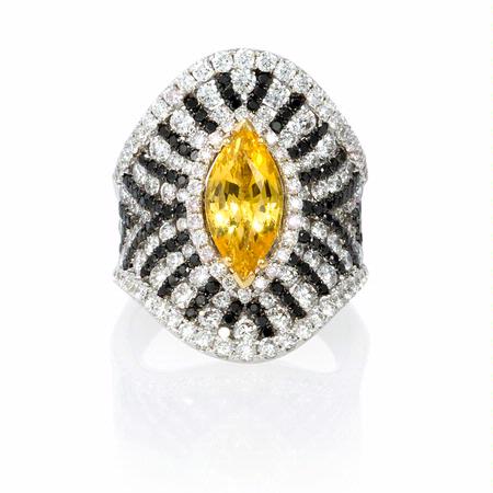 Diamond and Yellow Sapphire 18k White Gold Ring