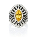 Diamond and Yellow Sapphire 18k White Gold Ring