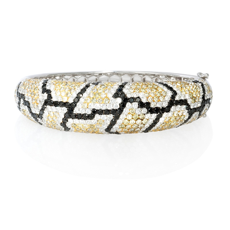 59ct Diamond 18k White Gold Bangle Bracelet