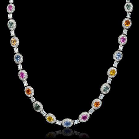 Diamond and Sapphire 18k White Gold Necklace