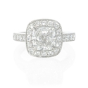 Diamond Antique Style Platinum Halo Engagement Ring Setting