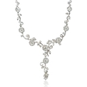 Diamond 18k White Gold Floral Drop Necklace