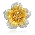 Diamond 18k Two Tone Gold Flower Pin