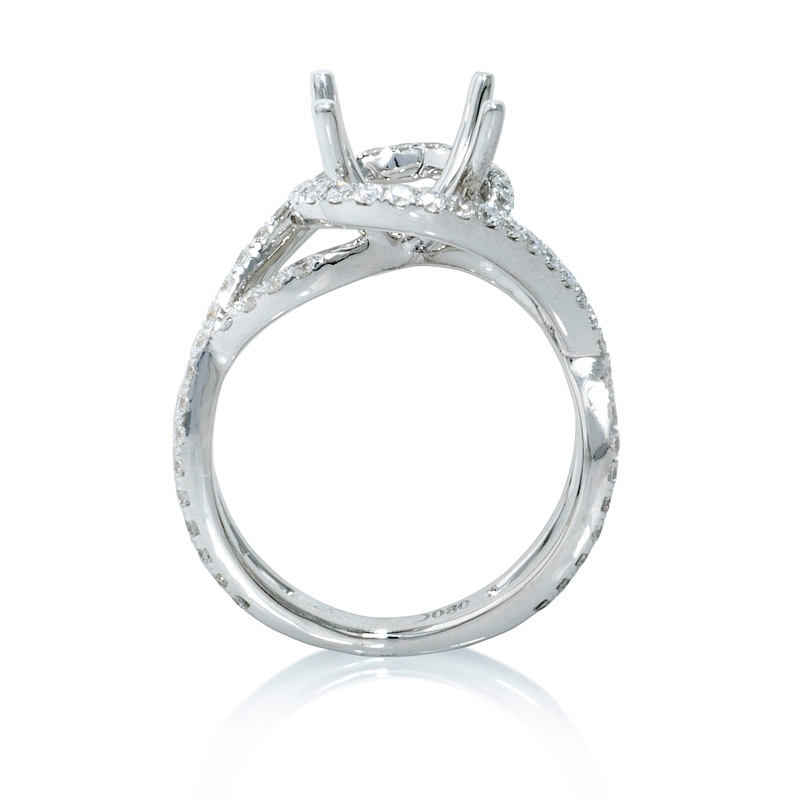 Diamond 18k White Gold Halo Engagement Ring Setting (#4712)