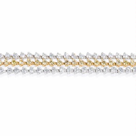 Diamond 18k Two Tone Gold Three Row Bracelet
