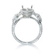 .74ct Diamond 18k White Gold Halo Engagement Ring Setting