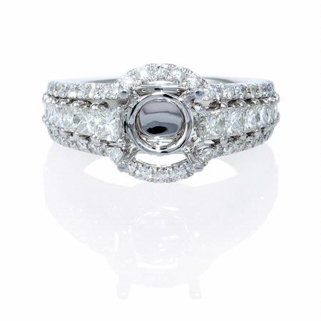 1.27ct Diamond 18k White Gold Halo Engagement Ring Setting